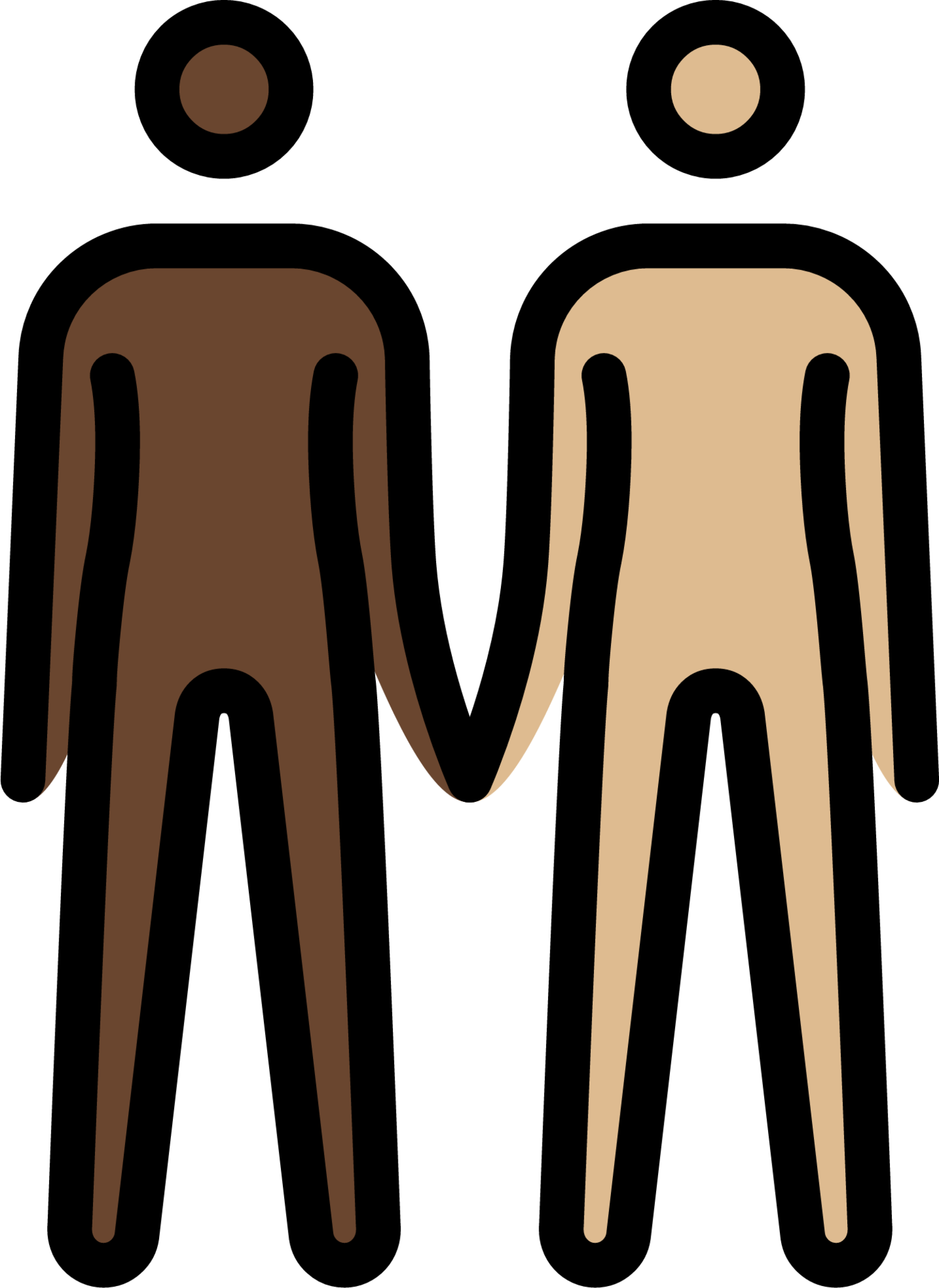 people holding hands: dark skin tone, medium-light skin tone emoji