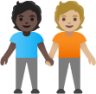 people holding hands: dark skin tone, medium-light skin tone emoji