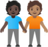 people holding hands: dark skin tone, medium skin tone emoji
