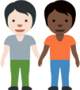 people holding hands: light skin tone, dark skin tone emoji