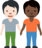 people holding hands: light skin tone, dark skin tone emoji