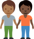 people holding hands: medium-dark skin tone, dark skin tone emoji