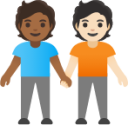 people holding hands: medium-dark skin tone, light skin tone emoji