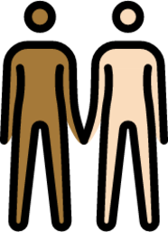 people holding hands: medium-dark skin tone, light skin tone emoji