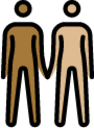 people holding hands: medium-dark skin tone, medium-light skin tone emoji