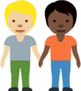 people holding hands: medium-light skin tone, dark skin tone emoji