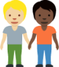 people holding hands: medium-light skin tone, dark skin tone emoji