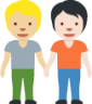 people holding hands: medium-light skin tone, light skin tone emoji