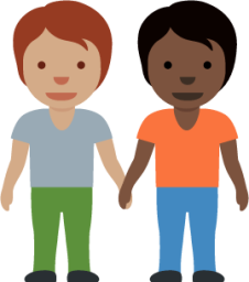people holding hands: medium skin tone, dark skin tone emoji