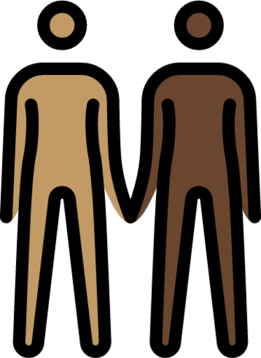 people holding hands: medium skin tone, dark skin tone emoji