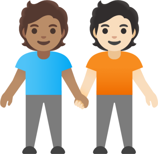 people holding hands: medium skin tone, light skin tone emoji