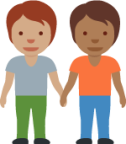 people holding hands: medium skin tone, medium-dark skin tone emoji