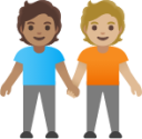 people holding hands: medium skin tone, medium-light skin tone emoji