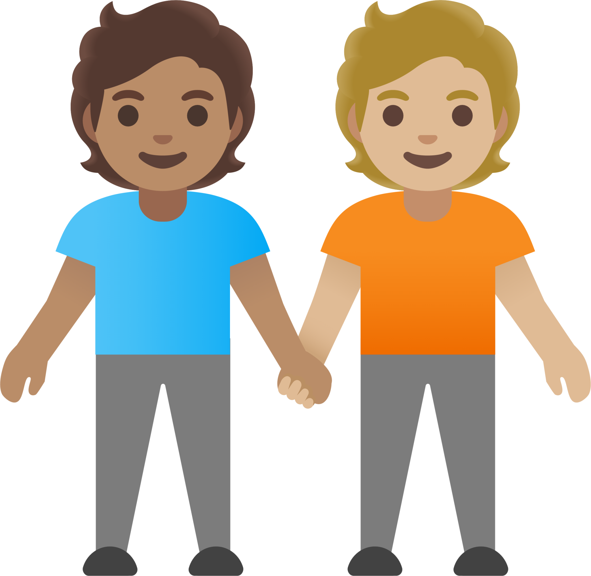 people holding hands: medium skin tone, medium-light skin tone emoji