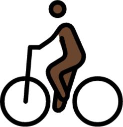person biking: dark skin tone emoji