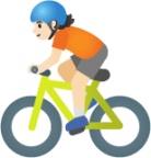 person biking: light skin tone emoji