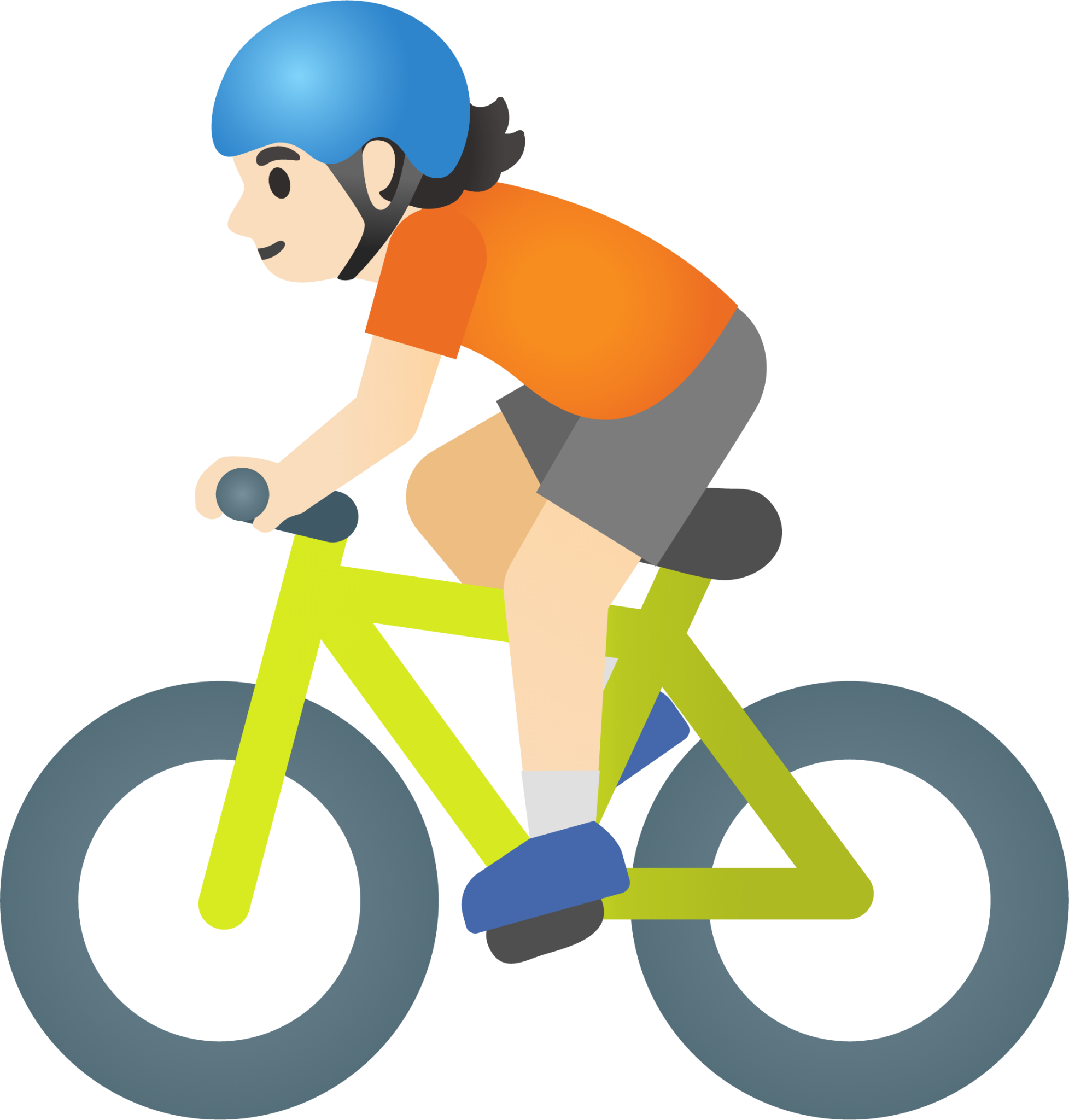 person biking: light skin tone emoji