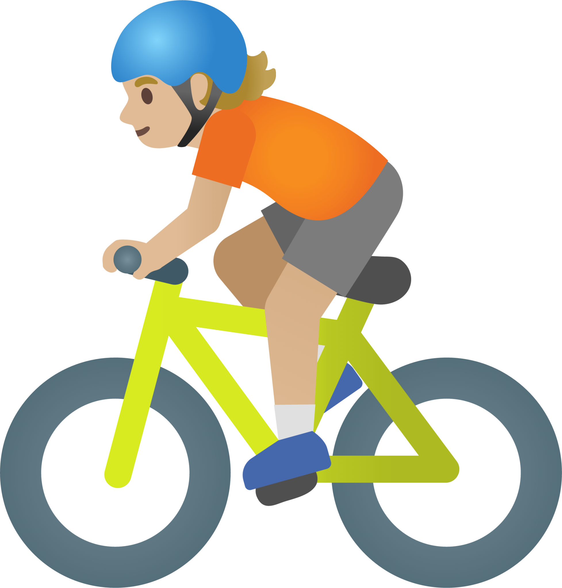 person biking: medium-light skin tone emoji