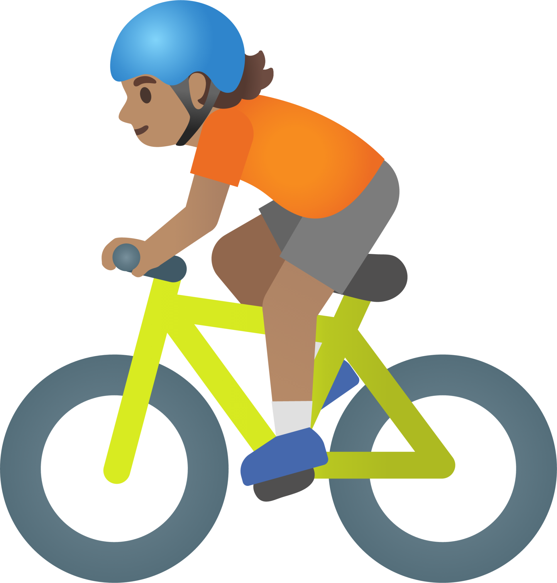 person biking: medium skin tone emoji