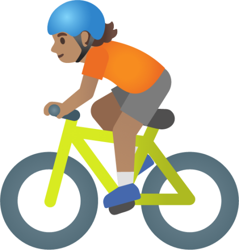 person biking: medium skin tone emoji