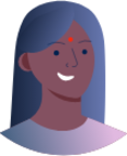 person bindi blue hair illustration