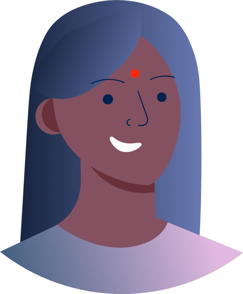 person bindi blue hair illustration
