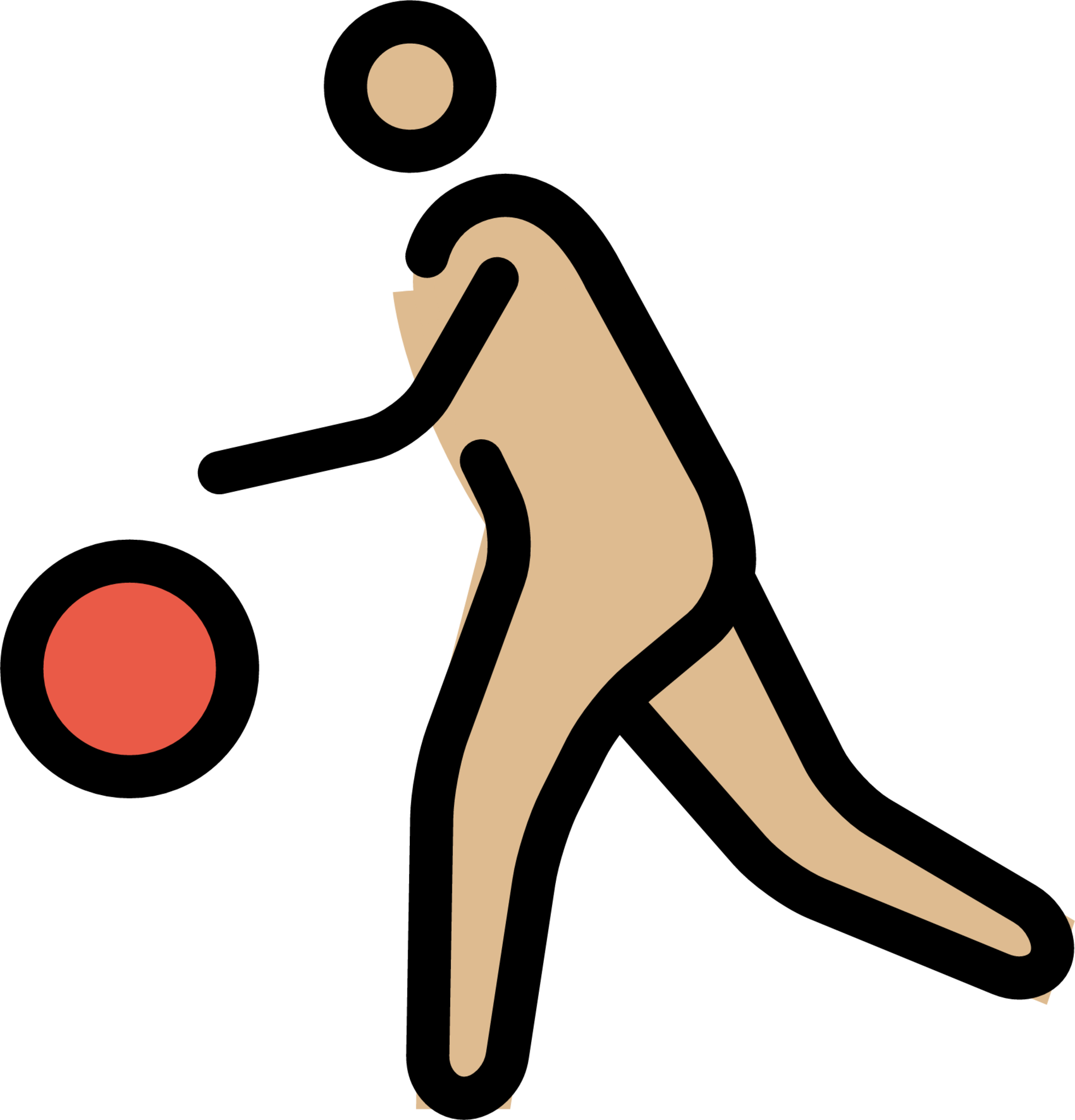 person bouncing ball: medium-light skin tone emoji