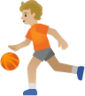 person bouncing ball: medium-light skin tone emoji