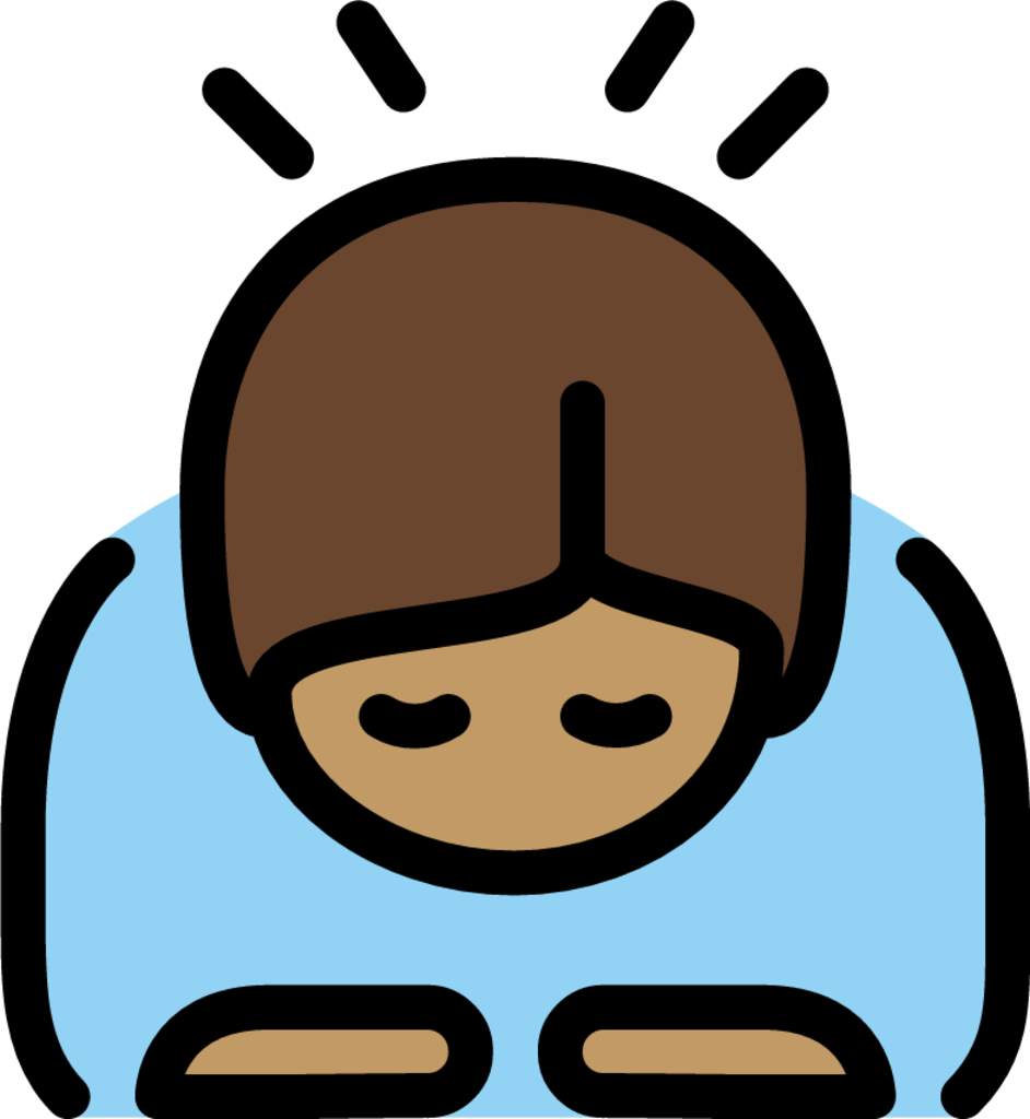 person bowing: medium skin tone emoji