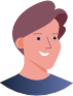 person brown hair blue shirt smile illustration