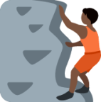 person climbing: dark skin tone emoji