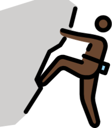 person climbing: dark skin tone emoji