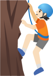 person climbing: light skin tone emoji