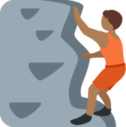 person climbing: medium-dark skin tone emoji