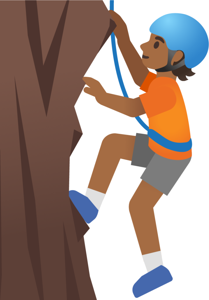 person climbing: medium-dark skin tone emoji