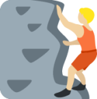 person climbing: medium-light skin tone emoji