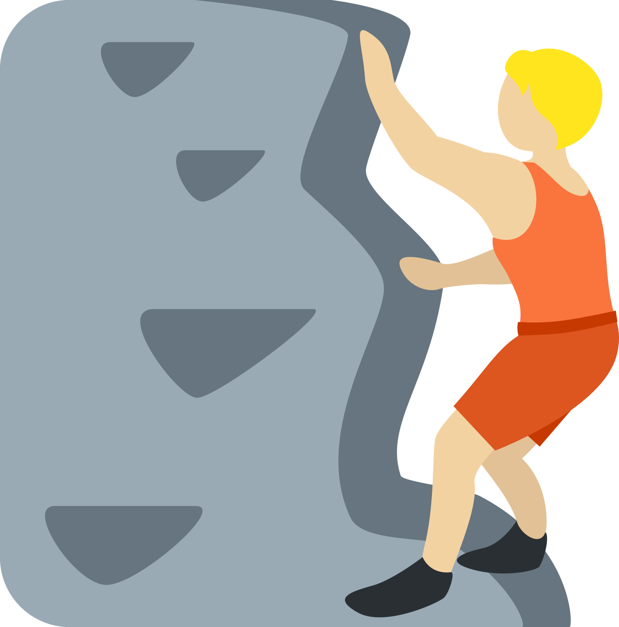 person climbing: medium-light skin tone emoji