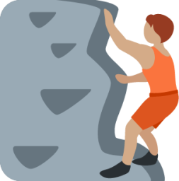 person climbing: medium skin tone emoji