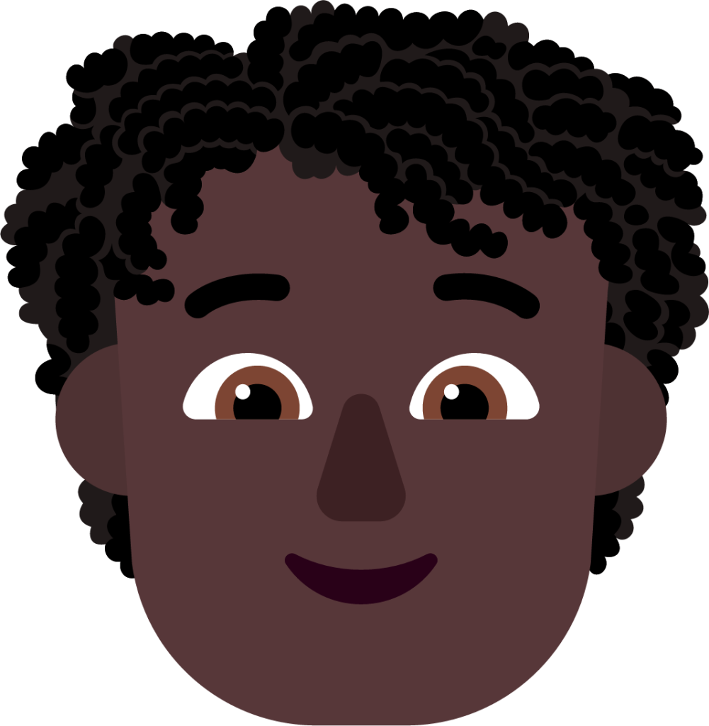 person curly hair dark emoji