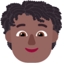person curly hair medium dark emoji