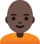 person: dark skin tone, bald emoji