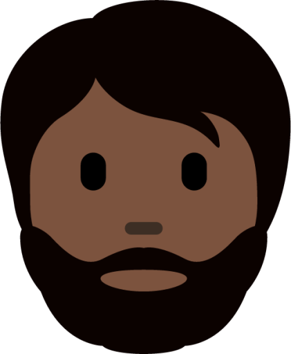 person: dark skin tone, beard emoji