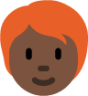 person: dark skin tone, red hair emoji