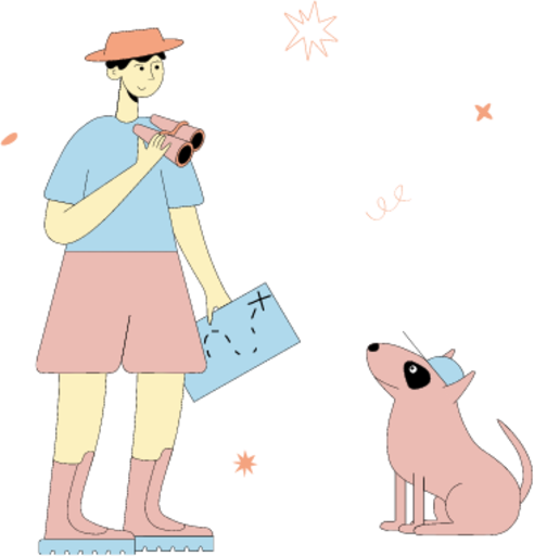 person dog search summer illustration