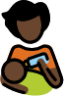 person feeding baby: dark skin tone emoji
