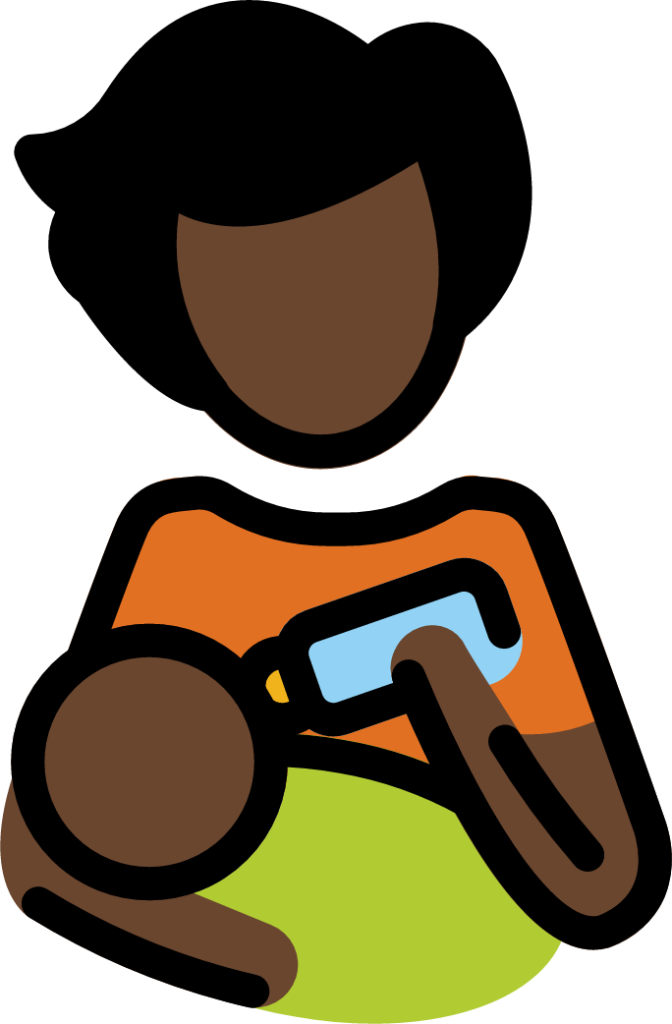 person feeding baby: dark skin tone emoji