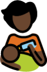person feeding baby: dark skin tone emoji