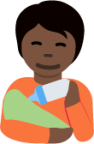 person feeding baby: dark skin tone emoji