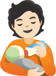 person feeding baby: light skin tone emoji