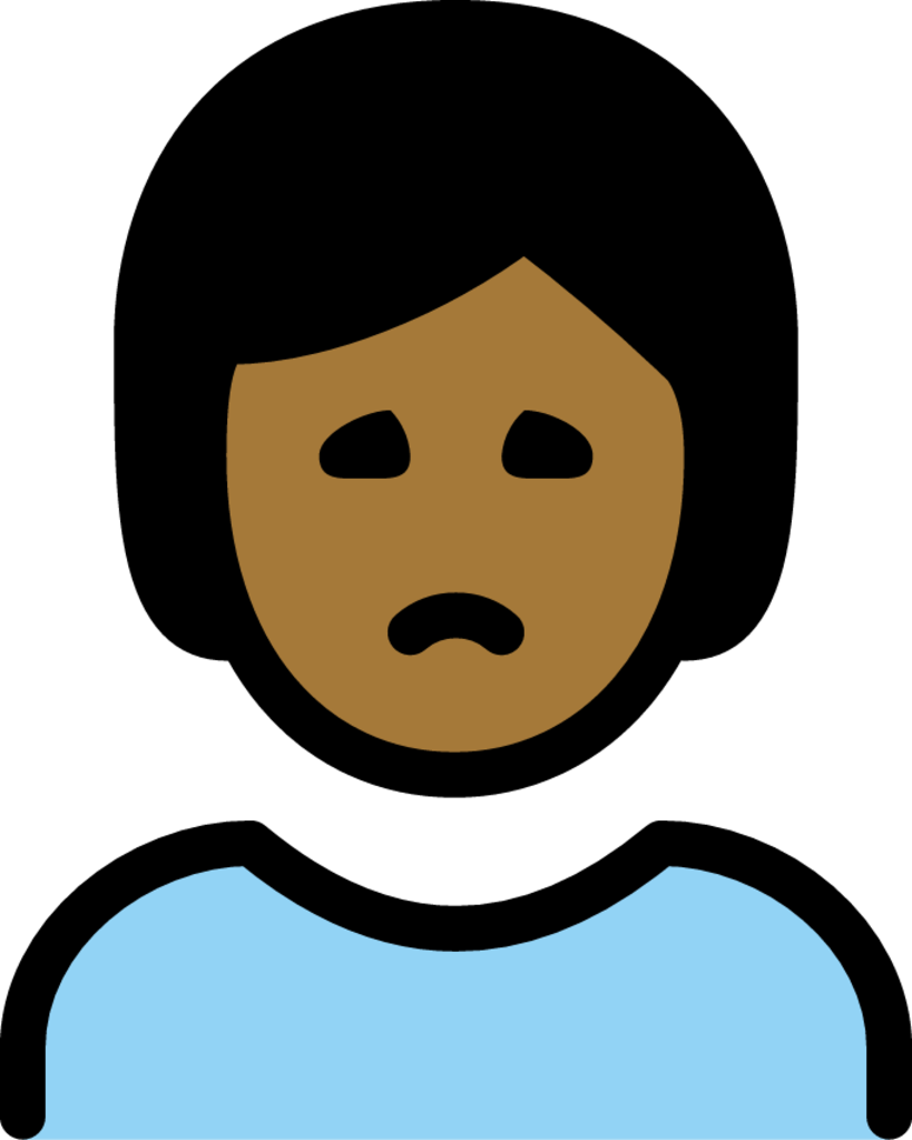 person frowning: medium-dark skin tone emoji